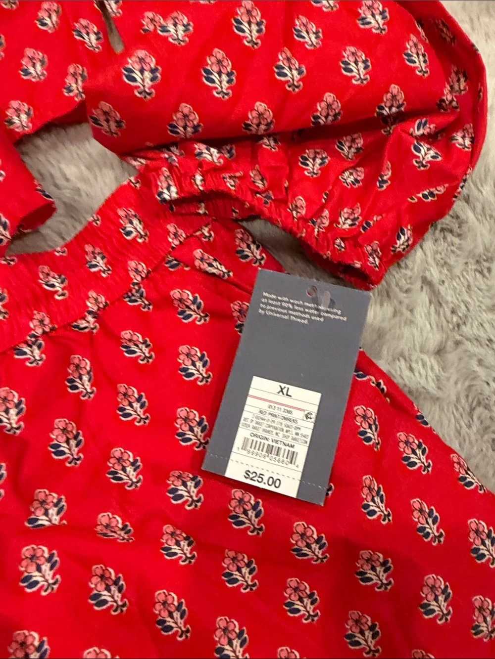 Women's Red Printed top and shorts matching set  - universal thread